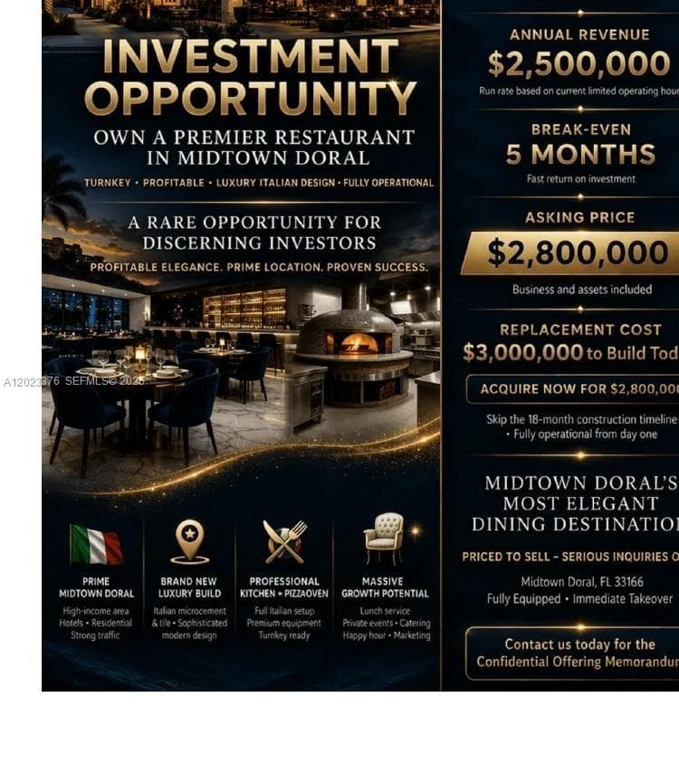 DORAL ITALIAN RESTAURANT, Doral FL 33178 — 1